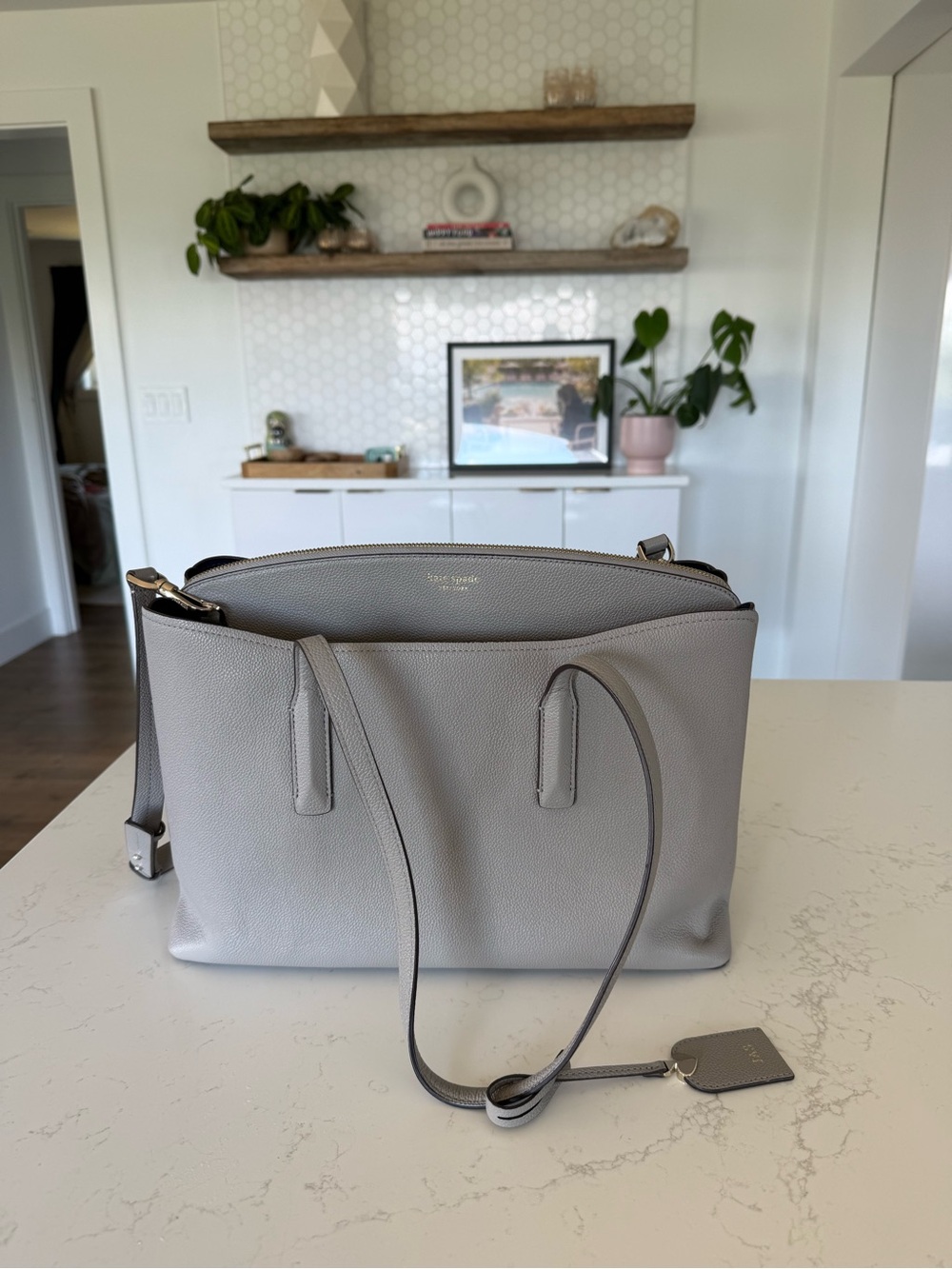 kate spade Grey/taupe Leather Tote Bag - Picture 3 of 7